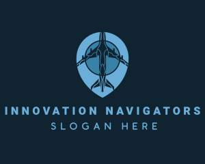 Location Pin Plane Transport logo design