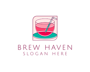 Pink Juice Drink logo design