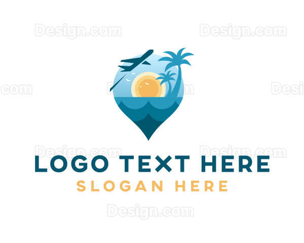 Summer Beach Travel Location Logo