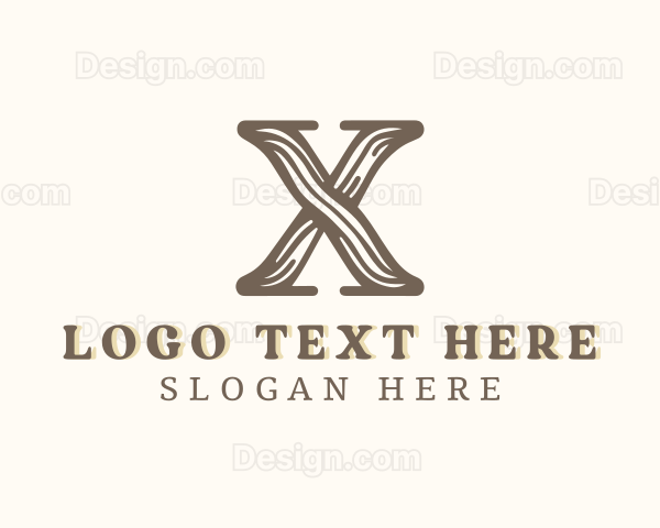 Wood Carpentry Lumberjack Letter X Logo