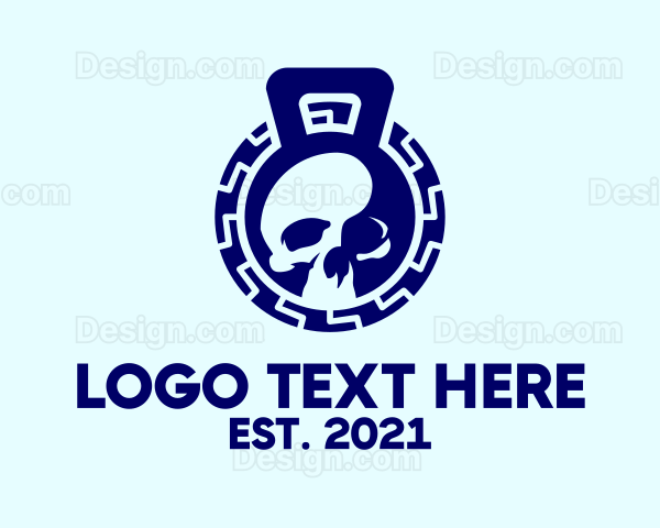 Blue Kettlebell Skull Logo