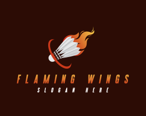 Fiery Badminton Shuttlecock logo design