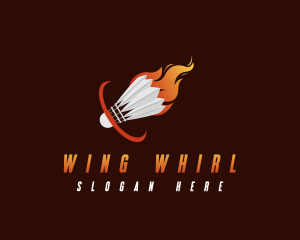 Fiery Badminton Shuttlecock logo