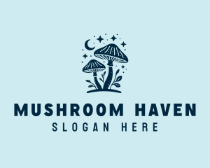 Mushroom Moon Stars logo design