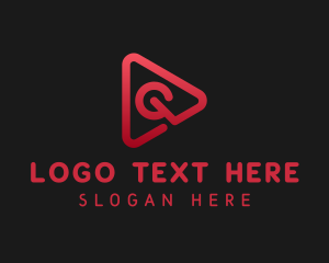 Red Play Button Letter Q logo