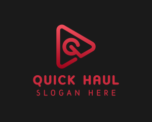 Red Play Button Letter Q logo design