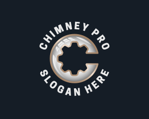 Industrial Cogwheel Gear Letter C logo design