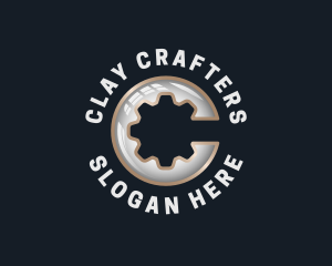 Industrial Cogwheel Gear Letter C logo design