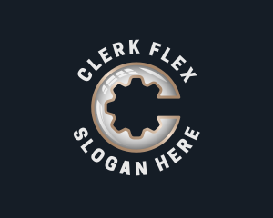 Industrial Cogwheel Gear Letter C logo design