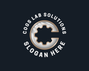 Industrial Cogwheel Gear Letter C logo design