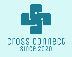 Medical Technology Circuit Cross logo design