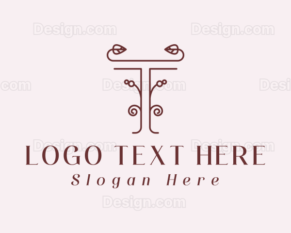 Luxury Vine Letter T Logo