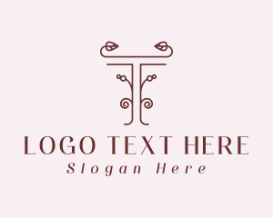 Luxury Vine Letter T logo