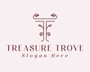 Luxury Vine Letter T logo design