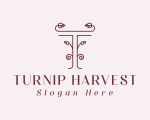 Luxury Vine Letter T logo design