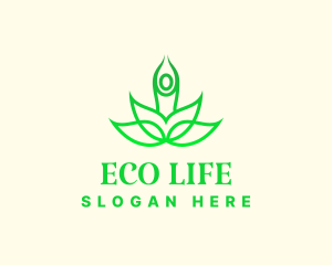 Green Eco Lotus Yoga logo design