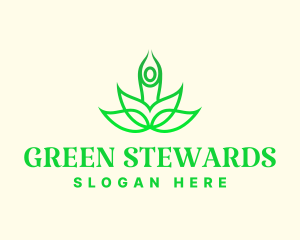 Green Eco Lotus Yoga logo design