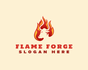 Bull Flame Grill logo design