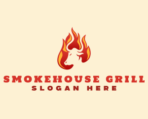 Bull Flame Grill logo design