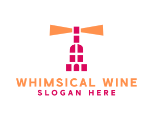 Wine Bottle Lighthouse logo design