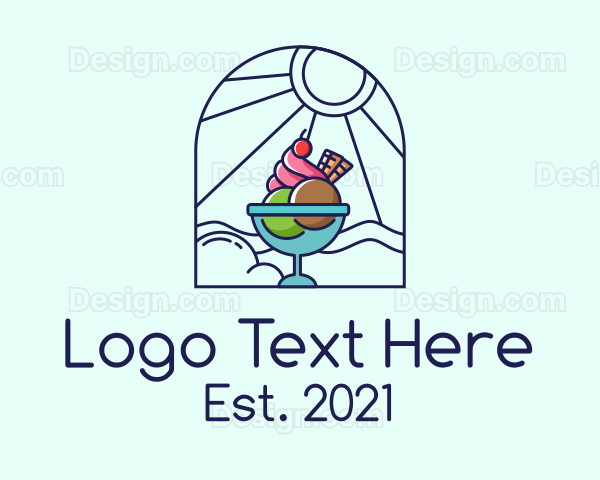 Summer Ice Cream Sundae Logo