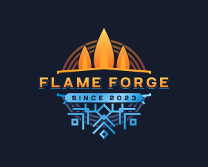 Flame Snowflake HVAC logo design