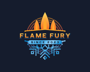 Flame Snowflake HVAC logo design