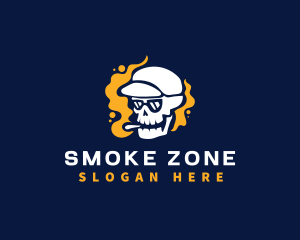 Skull Smoke Hat logo design