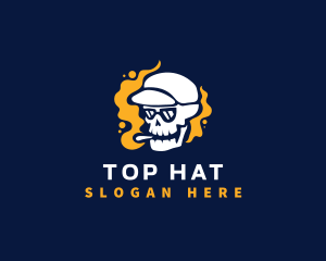 Skull Smoke Hat logo design