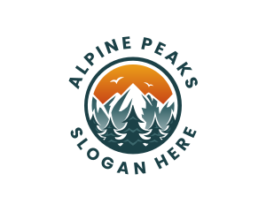 Pine Tree Alpine Mountain  logo design