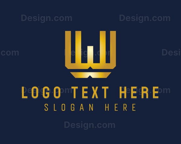 Metallic Modern Letter W Logo