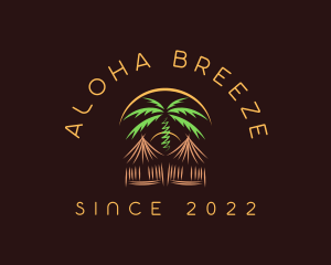 Palm Tree Vacation Hut logo design