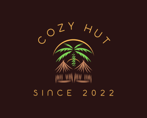 Palm Tree Vacation Hut logo design