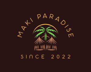 Palm Tree Vacation Hut logo design