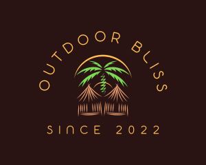 Palm Tree Vacation Hut logo design