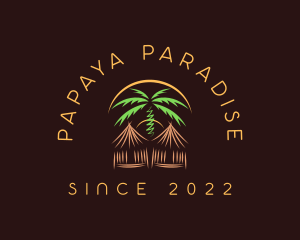 Palm Tree Vacation Hut logo design