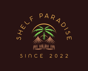 Palm Tree Vacation Hut logo design