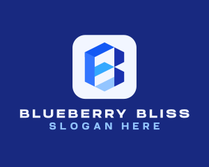 Blue Digital App Letter B logo design