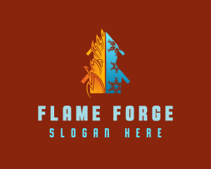 Snowflake and Flame House logo design