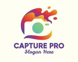 Gradient Paint Splatter Camera logo design