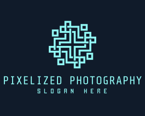 Digital Pixel Cross logo design