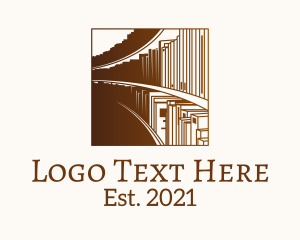 Brown Library Bookshelf logo design