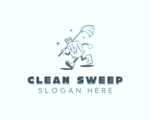 Disinfection Janitorial Mop logo design