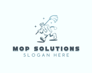 Disinfection Janitorial Mop logo design