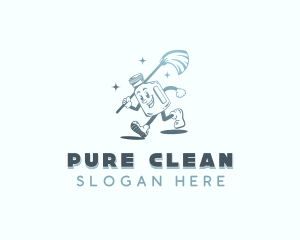 Disinfection Janitorial Mop logo design