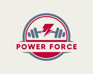 Strong Thunderbolt Dumbell Gym logo design