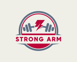 Strong Thunderbolt Dumbell Gym logo design