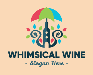 Anchor Wine Bottle Umbrella logo design