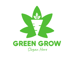 Green Cannabis Carrot logo design