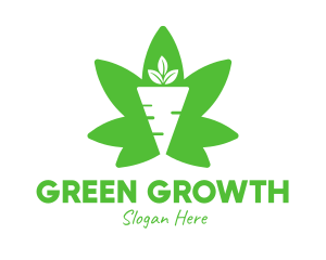 Green Cannabis Carrot logo design